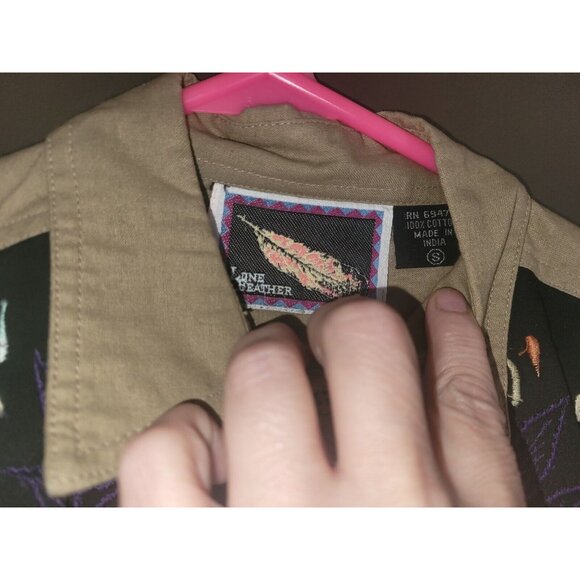 Lone Feather Embroidered Brushpopper Western Rodeo Button Up Shirt Size Small - Picture 3 of 4